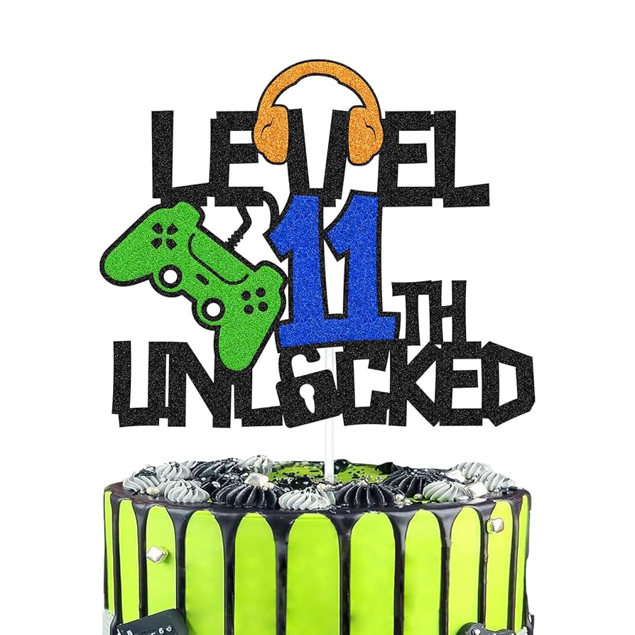 Amazon.com: Level 11th Unlocked Cake Topper, Happy 11th